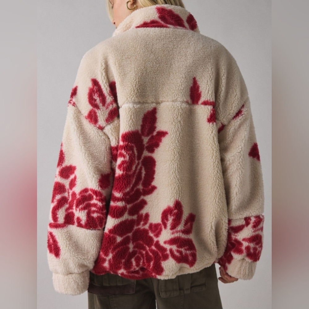 Anthropologie BDG Mae Printed Piled Fleece Super Soft Zip-up Jacket. Oversized - Picture 4 of 8